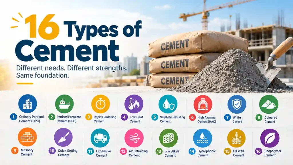 types of cement in India - 16 Types