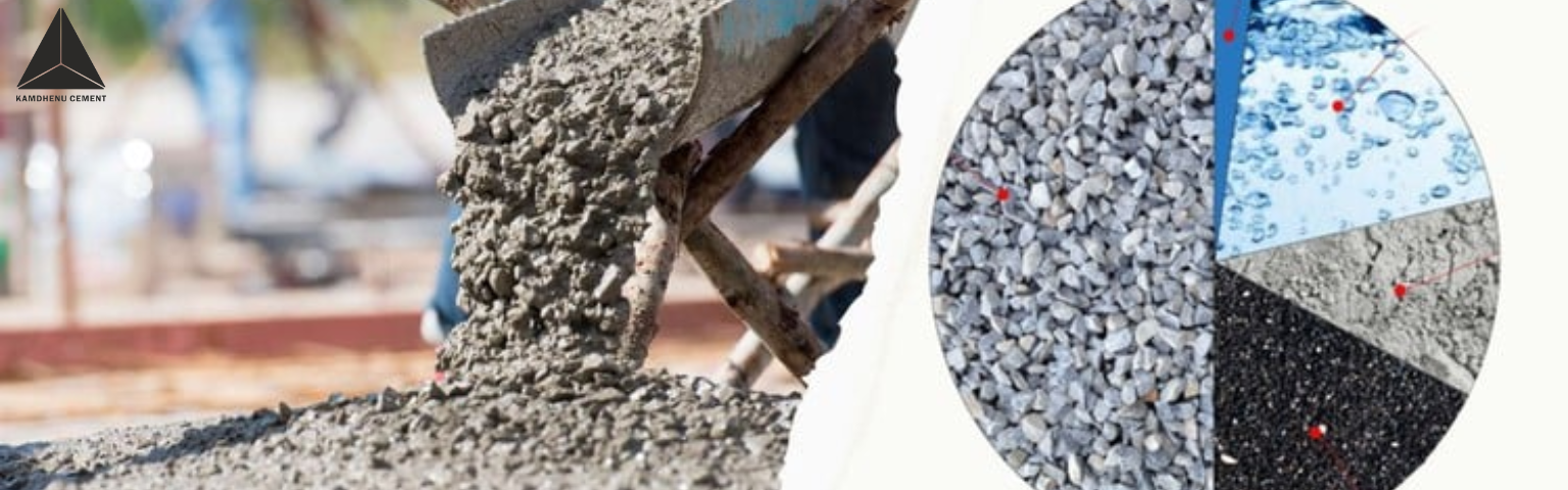 Concrete mix design process with cement, sand, and aggregates by Kamdhenu Cement